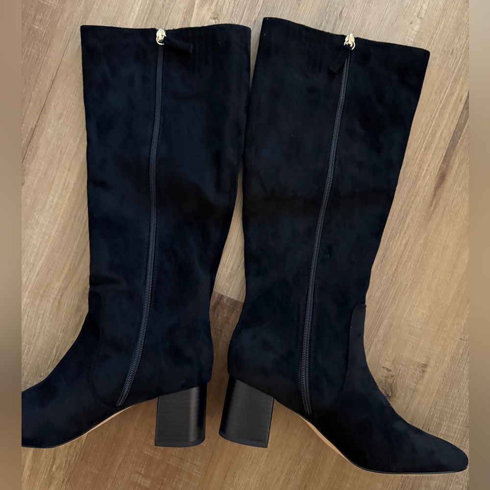 NWT Jcrew Black Suede Knee-high Heeled boots - Picture 4 of 9